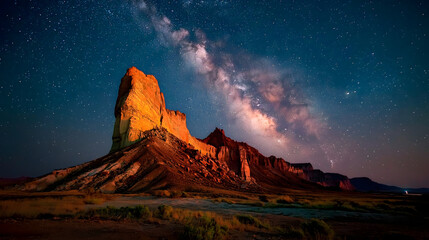 Fototapeta premium Stunning nightscape of a desert landscape with the Milky Way AI Generated