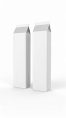 Two White Milk Cartons on a White Background in Studio Lighting Standing Together Ready for Consumption