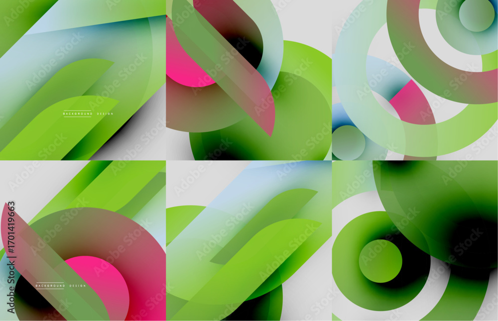 Aufkleber abstract backgrounds, vibrant colors, geometric shapes. overlapping layers create dynamic visual eff