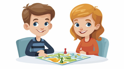 Children playing board game