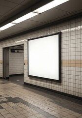 Blank Subway Station Advertisement Poster Mockup
