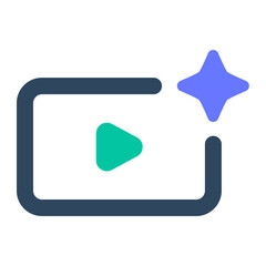 Video player icon. video, play, media, film, clip, recording, digital, movie, streaming, entertainment. Vector Icon Illustration
