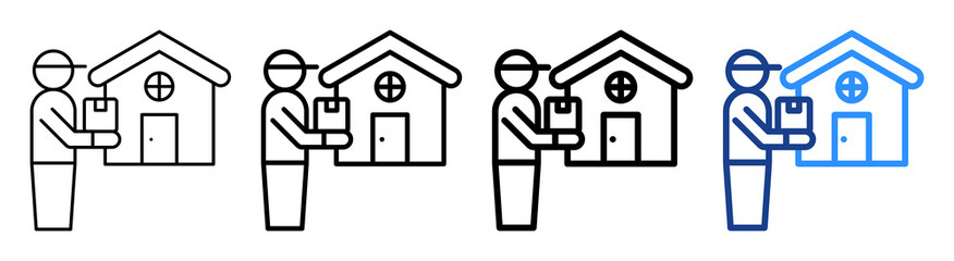 Home Delivery Icon Different Style Outline Collection Set