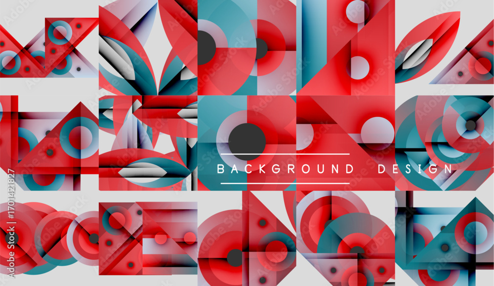 Aufkleber abstract geometric patterns, vibrant colors, overlapping shapes. modern design elements create dynam