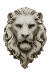 Lion Head Sculpture isolated on transparent background