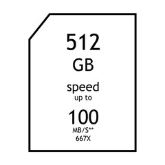Memory Card Vector Icons Set. SD Card and MicroSD Card Vector Icons. 512GB memory card. collection sd card