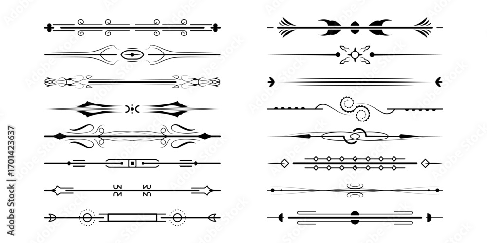 Aufkleber set black simple line collection doodle border elements vector design style sketch isolated illustra
