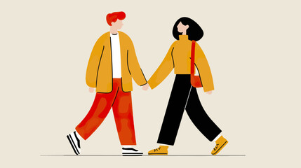 Couple walking together illustration