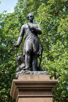LONDON, UK - JULY 21, 2018:   Statue of Lieutenant-General Sir James Outram in Whitehall Gardens
