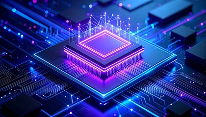 High-tech CPU on circuit board