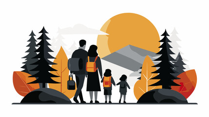 Family hiking adventure outdoors