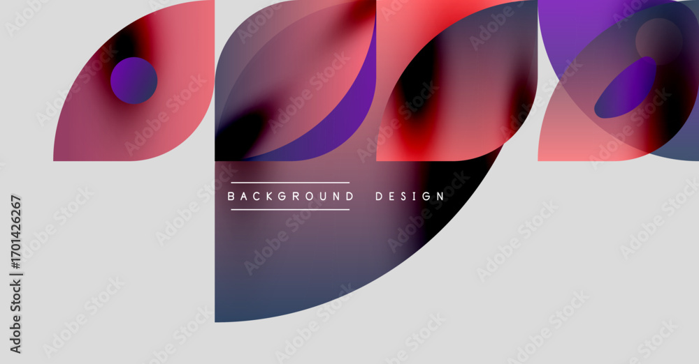 Aufkleber abstract shapes overlap, creating vibrant color gradients. minimalist design features text backgroun