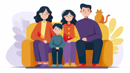 Family portrait on sofa