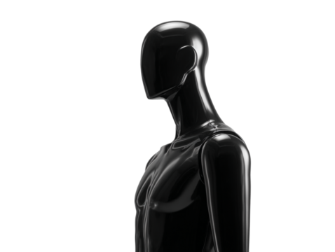  Black mannequin isolated on transparent background