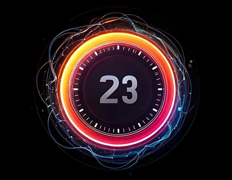 Abstract digital clock displaying the number 23