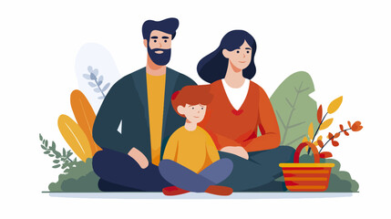 Family sitting together outdoors