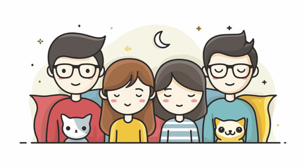 Family sleeping illustration