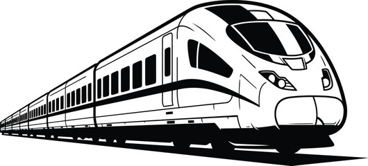 Modern high-speed train illustration stylized sketch transportation vector © Mohim