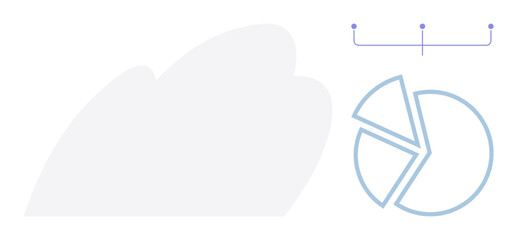 Cloud shape beside a segmented pie chart connected by nodes and lines. Ideal for data analysis, cloud computing, statistics, connectivity, integration, technology, and business insights. Simple flat