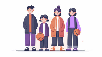Four people holding basketballs