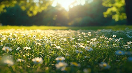 Fototapeta premium Daisy field sunlight
