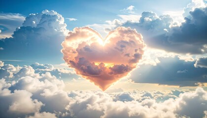 Cloud Heart in Sky Love Concept.