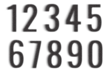 Halftone numbers with stipple pattern effect. Vector font shapes for collage and graphic design. Typographic trendy dither grainy elements on white background