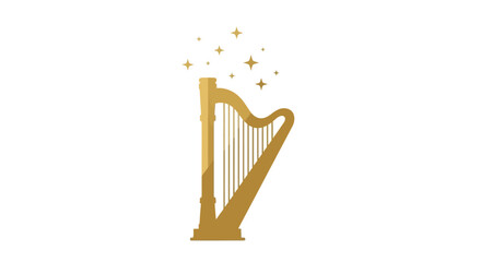 A golden harp with shimmering stars, symbolizing elegance and musical enchantment.