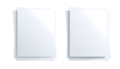Two blank, white, rectangular shapes, appearing as posters or cards, displayed side-by-side
