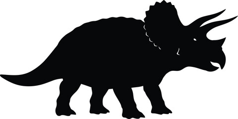 Triceratops dinosaur silhouette jurassic prehistoric creature illustration vector