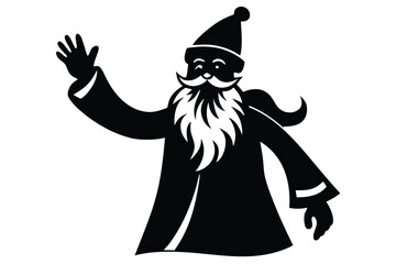 waving santa silhouette vector art icon