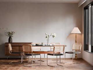 Modern Scandinavian kitchen interior with wooden accents and natural light