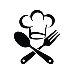 Chef Hat and Crossed Spoon Fork Culinary Icon Vector