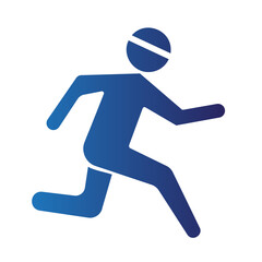 A stylized blue running person icon for world heart day, symbolizing cardiovascular fitness and healthy heart awareness activities