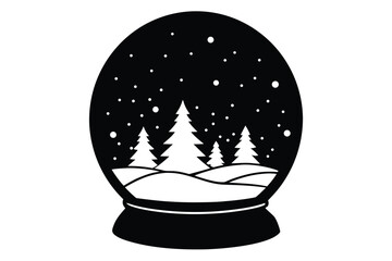 winter snow globe silhouette vector art icon
