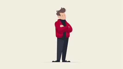 Person standing arms crossed red jacket