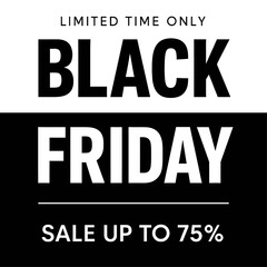 Fototapeta premium Black Friday Sale Up to 75% Off - Simple and Bold Vector Banner Design for E-commerce