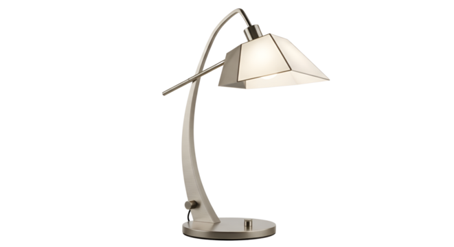 Modern desk lamp with metal base and shade isolated PNG with Transparent Background