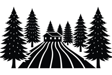 Obraz premium christmas tree farm silhouette vector art icon