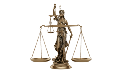 Themis statue with scales and sword isolated PNG with Transparent Background