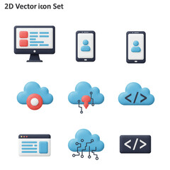 Fototapeta premium 3D Vector Icon Set for Technology and Cloud Computing
