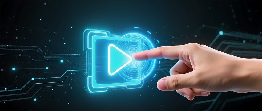 Glowing hologram recycling icon representing sustainable technology