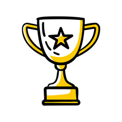 Business Achievement Trophy Award hand drawing icon for web and graphic design