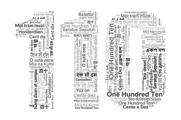 Number 110 Made from "One Hundred Ten" in Various Languages