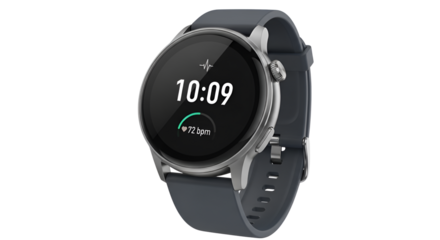 Smartwatch displaying the time 10:09 with a heart rate monitor isolated PNG with Transparent Background