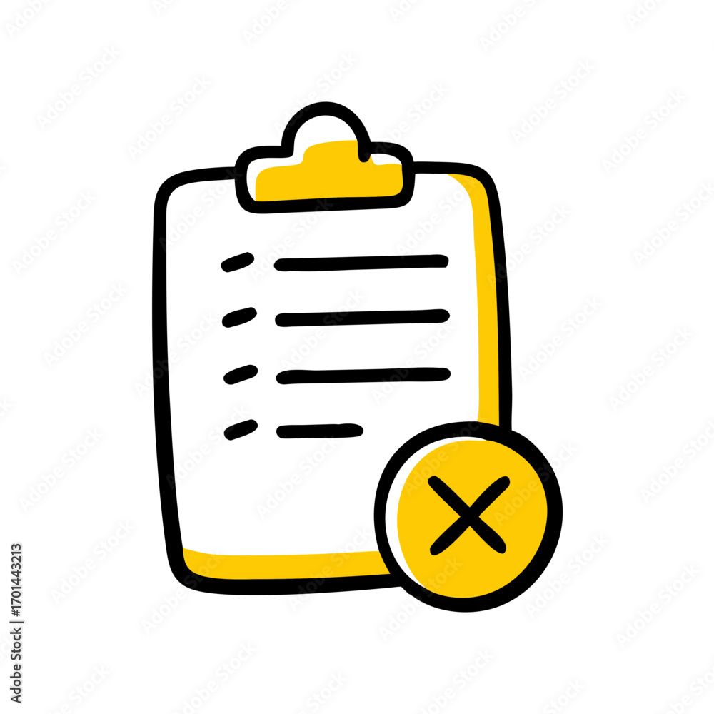 Aufkleber clipboard with remove delete icon hand drawing icon for web and graphic design