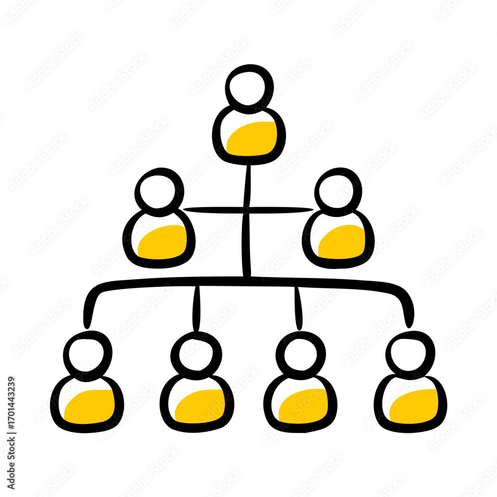 Poster company hierarchy organization structure hand drawing icon for web and graphic design
