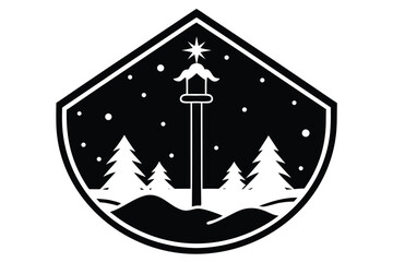 north pole sign silhouette vector art icon