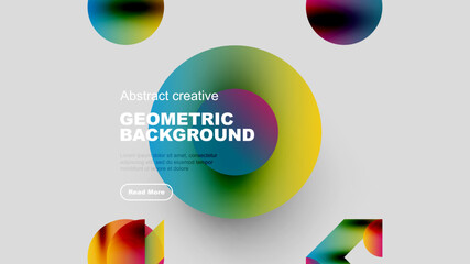 Obraz premium Modern design features vibrant overlapping circles, gradients, text. Minimalist composition suits digital projects, presentations.