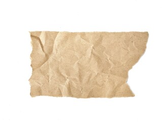 Obraz premium Torn old brown paper piece isolated on white background 
